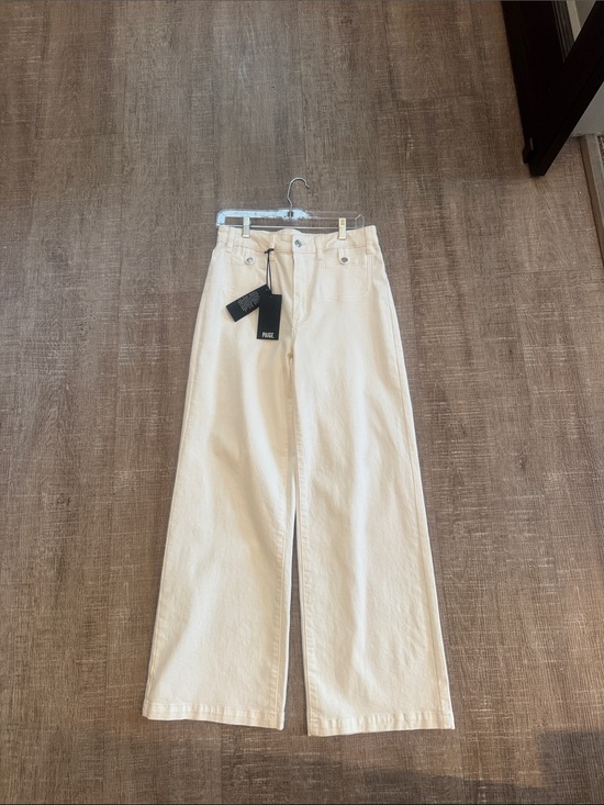 PAIGE Denim - PAIGE Wide Leg Jeans in Off-White